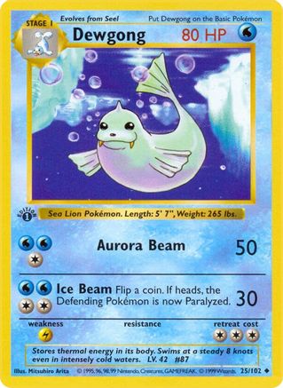 Dewgong (25) (Unlimited) - Base Set (Shadowless)