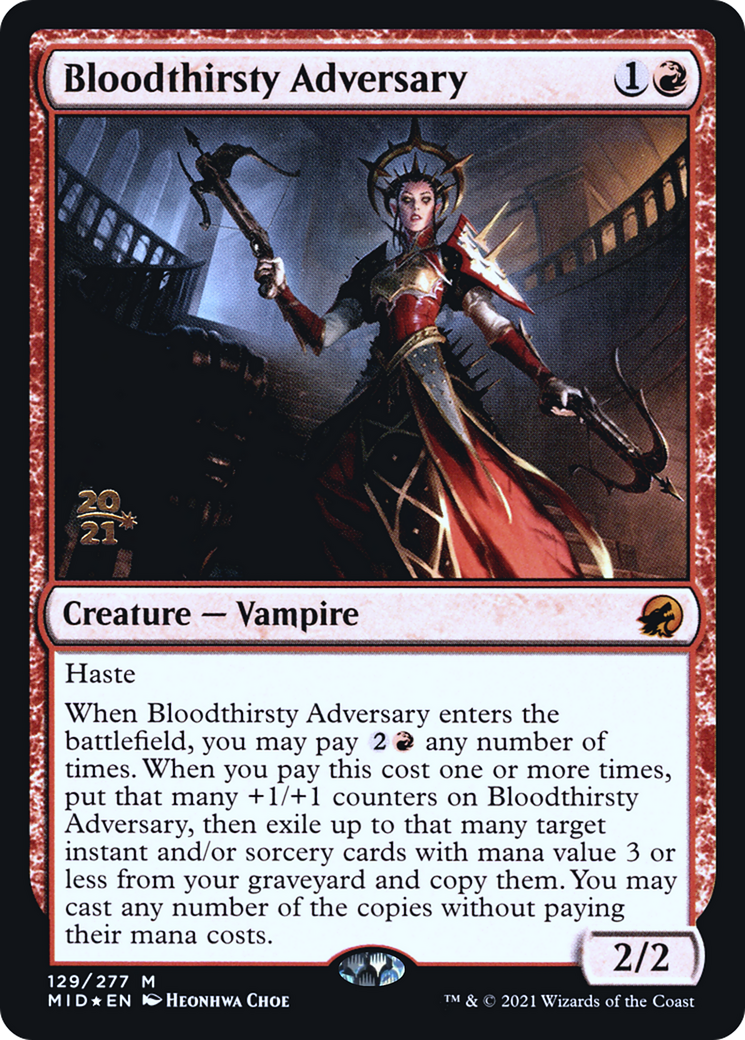 Bloodthirsty Adversary [Innistrad: Midnight Hunt Prerelease Promos] | Silver Goblin