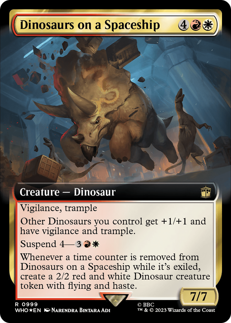 Dinosaurs on a Spaceship (Extended Art) (999) Surge Foil - Doctor Who