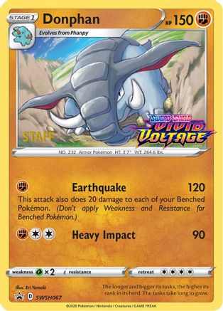 Donphan (Prerelease) [Staff] (SWSH067) Holofoil - Black Star Promos