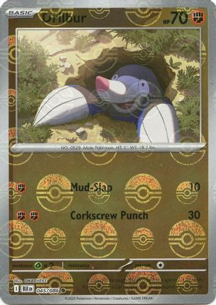 Drilbur (Poke Ball Pattern) (45) Reverse Holofoil - Black Bolt