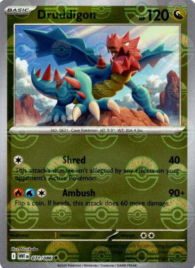 Druddigon (Poke Ball Pattern) (71) Reverse Holofoil - White Flare