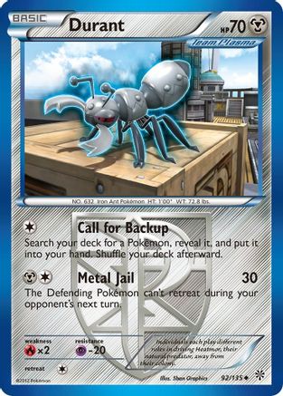 Durant (Team Plasma) (92) Reverse Holofoil - Plasma Storm