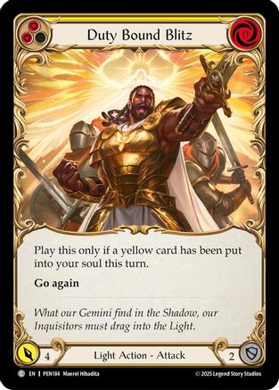 Duty Bound Blitz (Yellow) (PEN184) Rainbow Foil - Compendium of Rathe