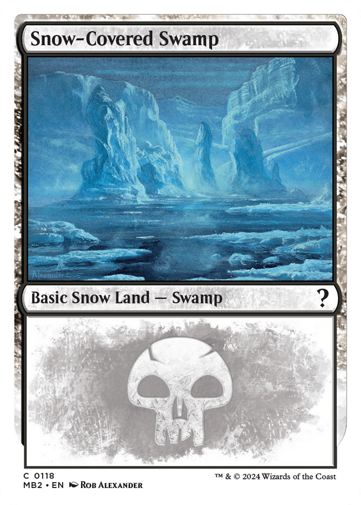 Snow-Covered Swamp (White Border) [Mystery Booster 2] | Silver Goblin