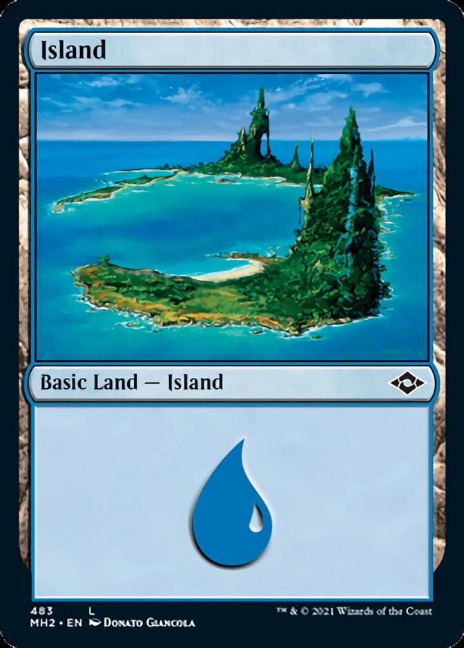 Island (483) (Foil Etched) [Modern Horizons 2] | Silver Goblin