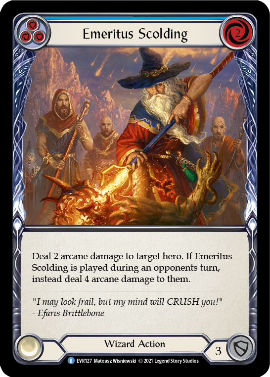 Emeritus Scolding (Blue) 1st Edition  (EVR127) - Everfest | Silver Goblin