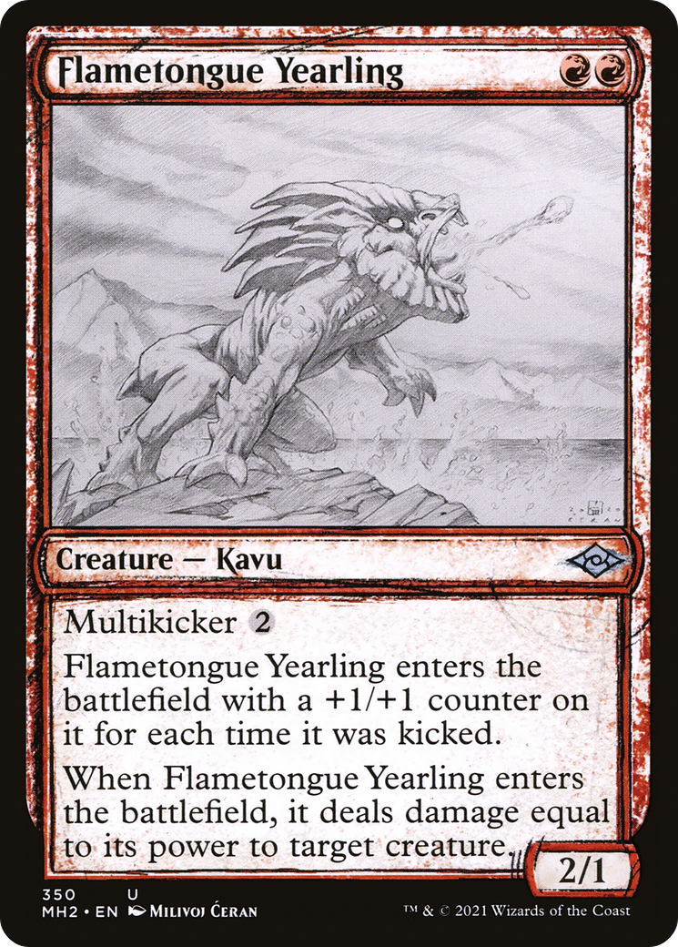 Flametongue Yearling (Sketch) [Modern Horizons 2] Foil