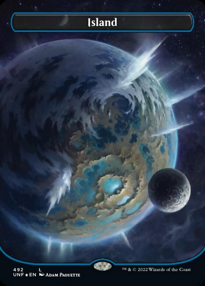 Island (492) (Orbital Space-ic Land) (Galaxy Foil) [Unfinity] | Silver Goblin