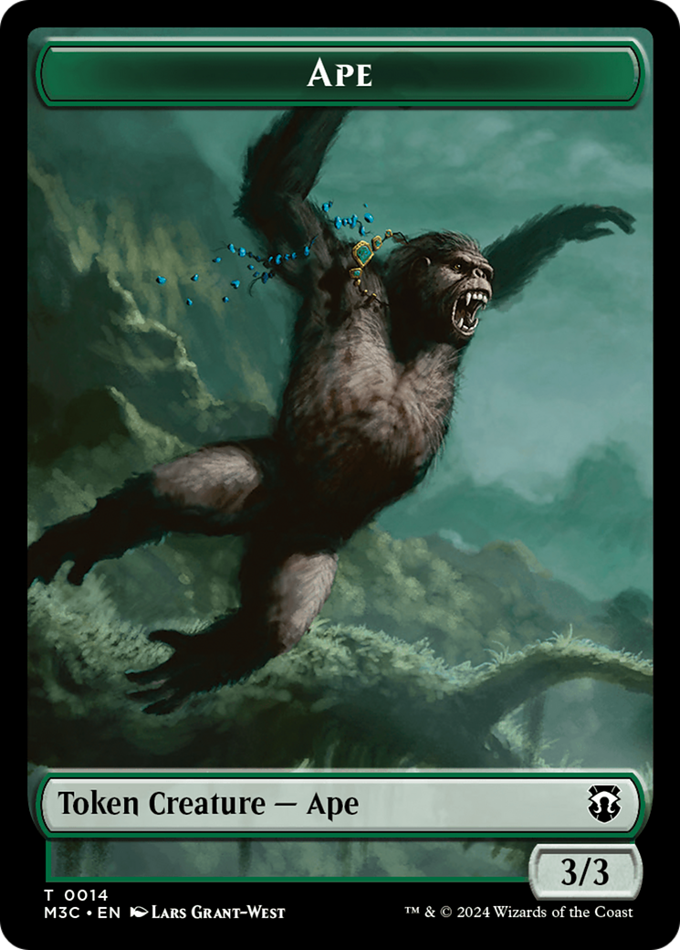 Ape (Ripple Foil) // Plant Double-Sided Token [Modern Horizons 3 Commander Tokens] | Silver Goblin