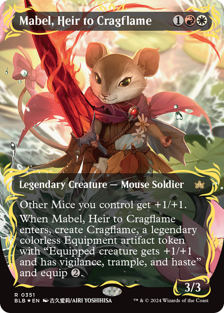 Mabel, Heir to Cragflame (Borderless) (Raised Foil) [Bloomburrow] | Silver Goblin