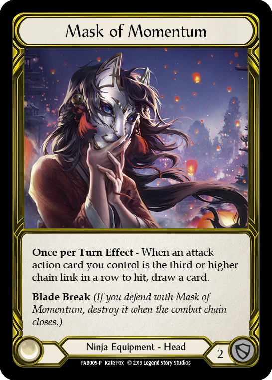 Mask of Momentum [FAB005-P] (Promo)  1st Edition Cold Foil - Golden | Silver Goblin