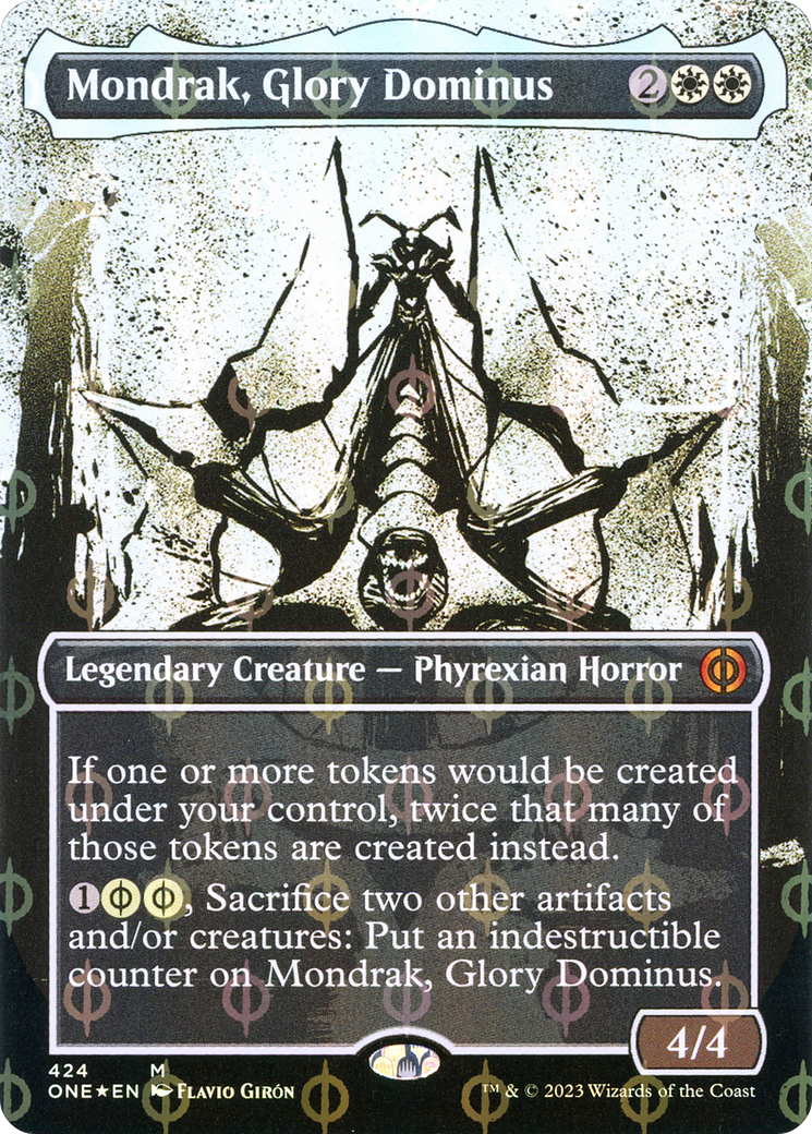 Mondrak, Glory Dominus (Borderless Ichor Step-and-Compleat Foil) [Phyrexia: All Will Be One] | Silver Goblin