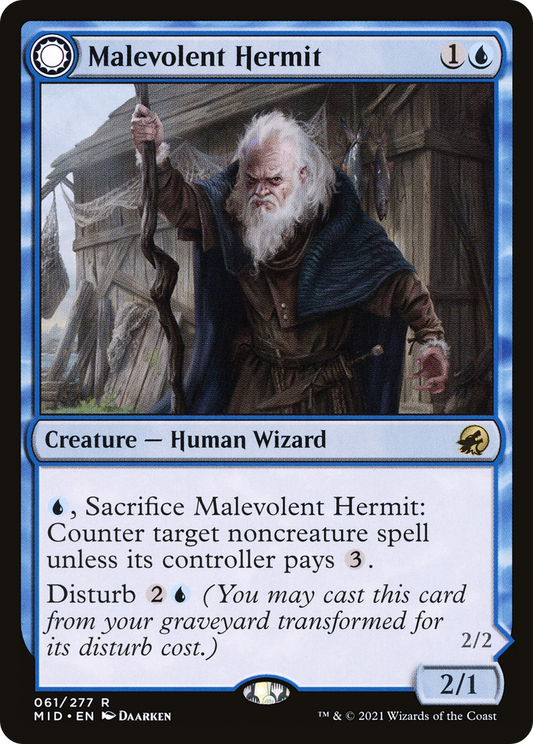 Malevolent Hermit // Benevolent Geist [Innistrad: Midnight Hunt] Foil
