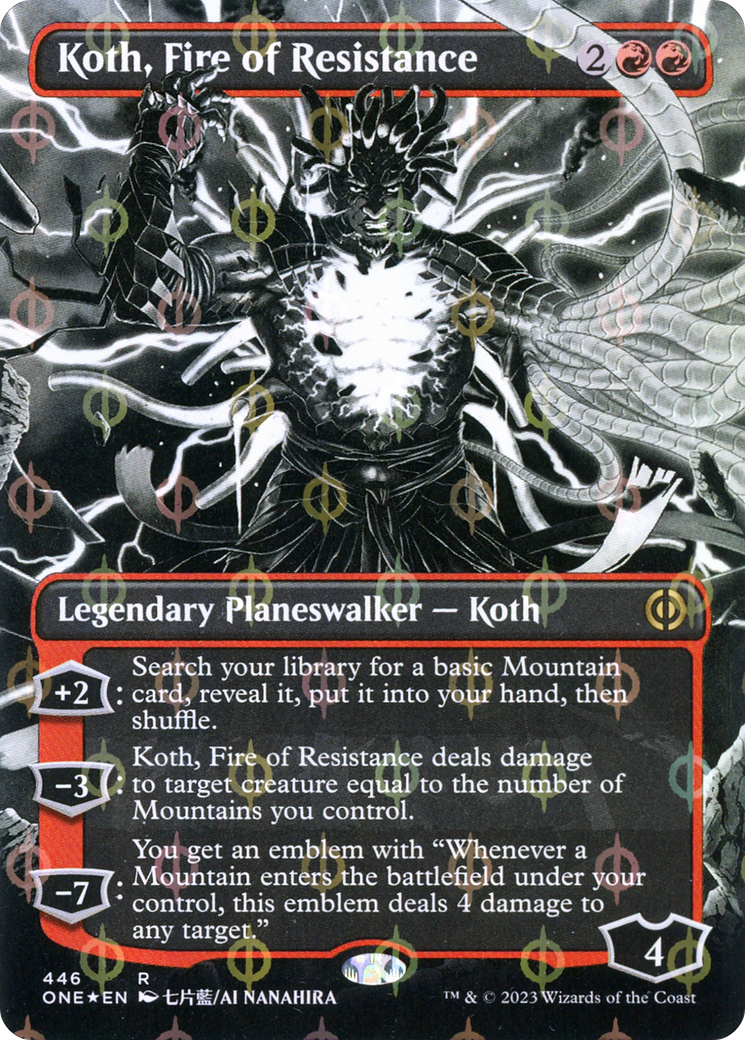 Koth, Fire of Resistance (Borderless Manga Step-and-Compleat Foil) [Phyrexia: All Will Be One]
