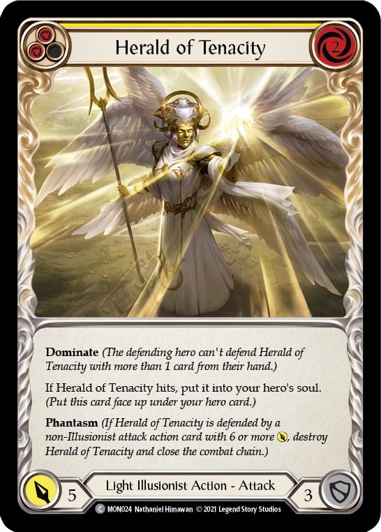 Herald of Tenacity (Yellow) [MON024] (Monarch)  1st Edition Normal | Silver Goblin