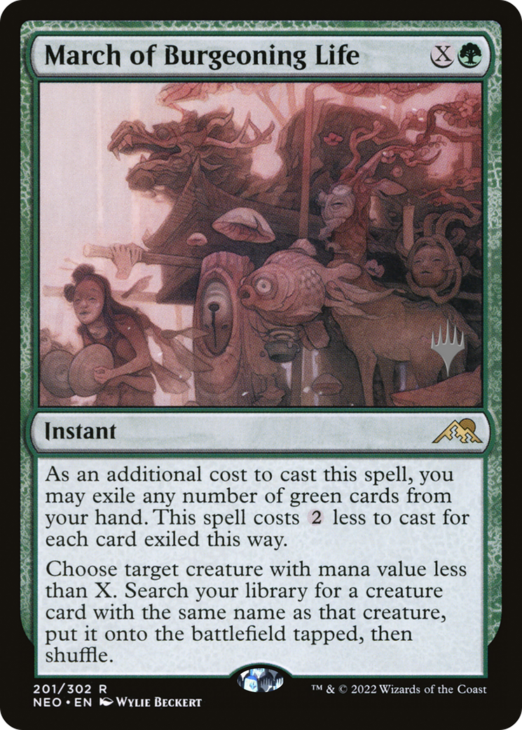 March of Burgeoning Life (Promo Pack) [Kamigawa: Neon Dynasty Promos] Foil