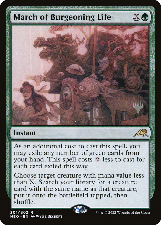 March of Burgeoning Life (Promo Pack) [Kamigawa: Neon Dynasty Promos] Foil
