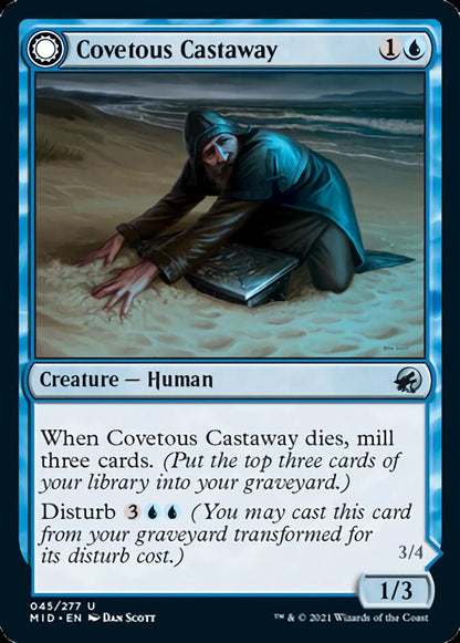 Covetous Castaway // Ghostly Castigator [Innistrad: Midnight Hunt] Foil