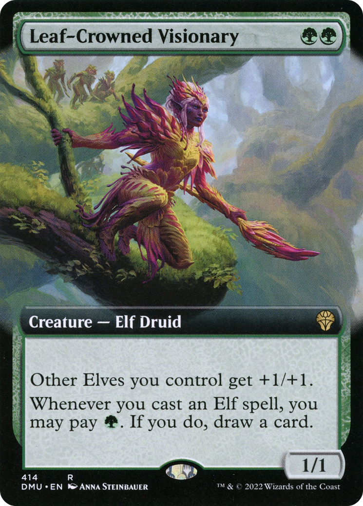 Leaf-Crowned Visionary (Extended Art) [Dominaria United] Foil