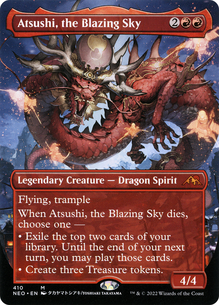 Atsushi, the Blazing Sky (Borderless Alternate Art) [Kamigawa: Neon Dynasty] | Silver Goblin