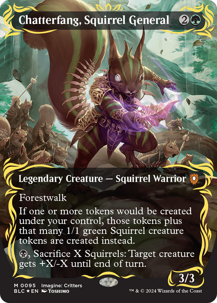 Chatterfang, Squirrel General (Borderless) (Raised Foil) [Bloomburrow Commander] | Silver Goblin