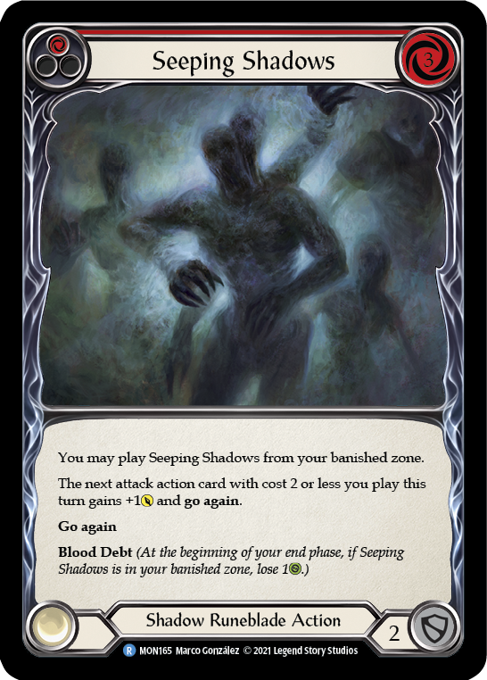 Seeping Shadows (Red) [MON165-RF] (Monarch)  1st Edition Rainbow Foil | Silver Goblin