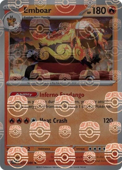 Emboar (Master Ball Pattern) (13) Reverse Holofoil - White Flare