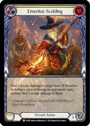 Emeritus Scolding (Yellow) (Extended Art) (LGS091) Rainbow Foil - Flesh and Blood: Promo Cards