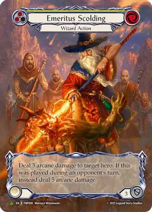 Emeritus Scolding (Yellow) (Marvel) (TNP008) Rainbow Foil - Flesh and Blood: Promo Cards