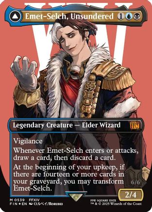 Emet-Selch, Unsundered // Hades, Sorcerer of Eld (Borderless) (539) Surge Foil - FINAL FANTASY