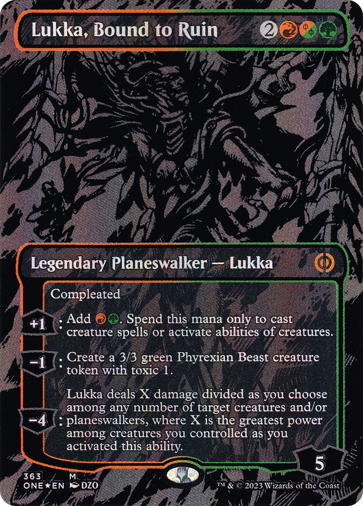 Lukka, Bound to Ruin (Oil Slick Raised Foil) [Phyrexia: All Will Be One]