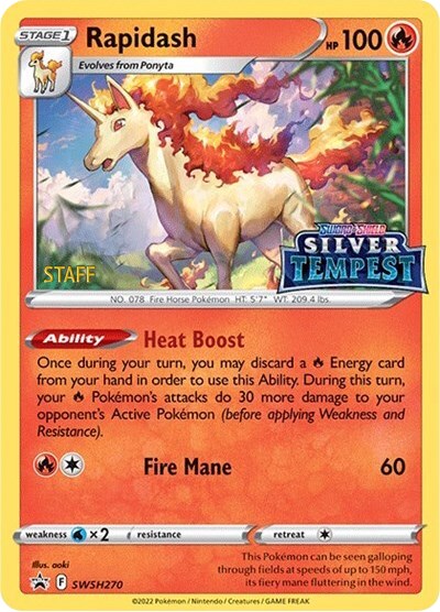 Rapidash (SWSH270) (Prerelease) (Staff) [Sword & Shield: Black Star Promos] | Silver Goblin