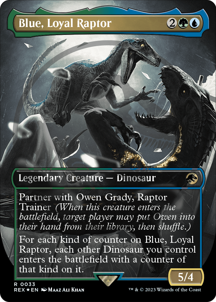 Blue, Loyal Raptor (Borderless) (033) Embossed Foil - Jurassic World Collection