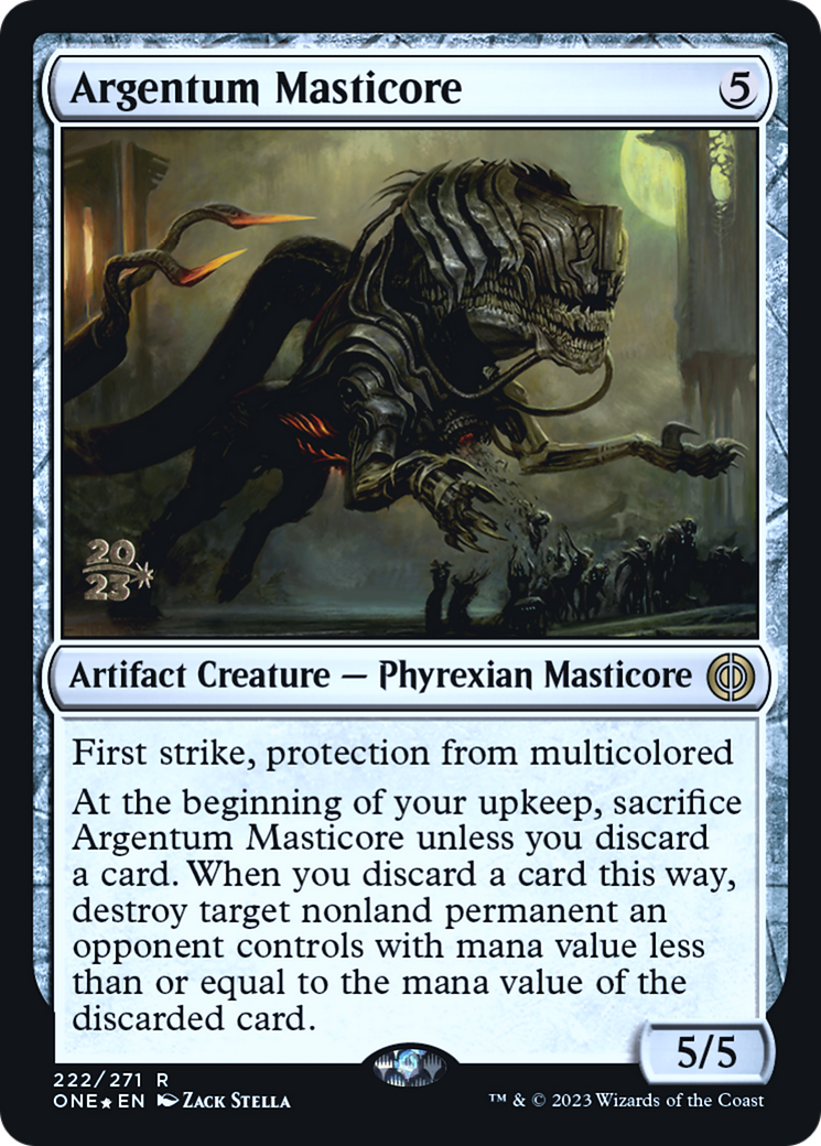 Argentum Masticore [Phyrexia: All Will Be One Prerelease Promos] | Silver Goblin