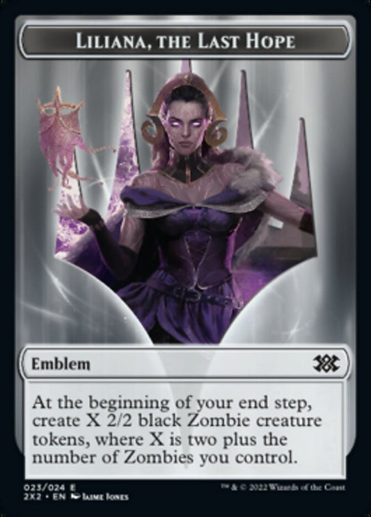 Liliana, the Last Hope Emblem // Spirit (002) Double-Sided Token [Double Masters 2022 Tokens] Foil