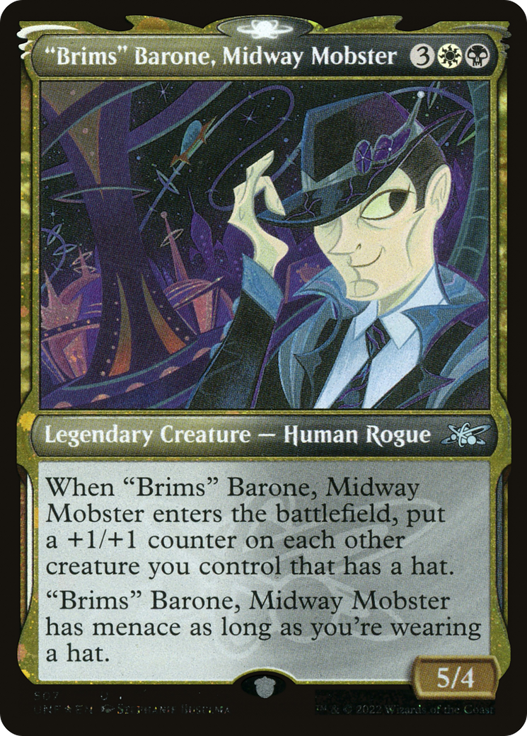 "Brims" Barone, Midway Mobster (Showcase) (Galaxy Foil) [Unfinity] | Silver Goblin