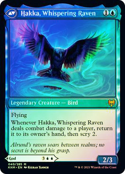 Alrund, God of the Cosmos // Hakka, Whispering Raven [Kaldheim Prerelease Promos] | Silver Goblin