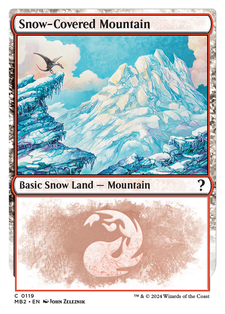 Snow-Covered Mountain (White Border) [Mystery Booster 2] | Silver Goblin