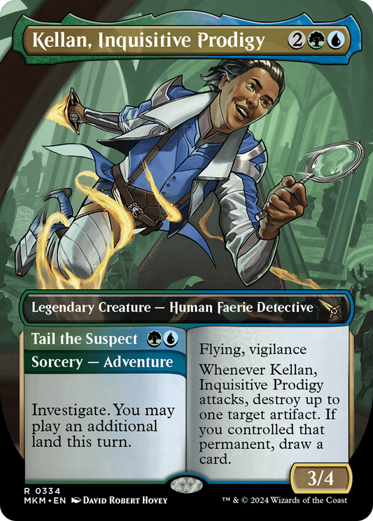 Kellan, Inquisitive Prodigy // Tail the Suspect (Borderless) [Murders at Karlov Manor] Foil