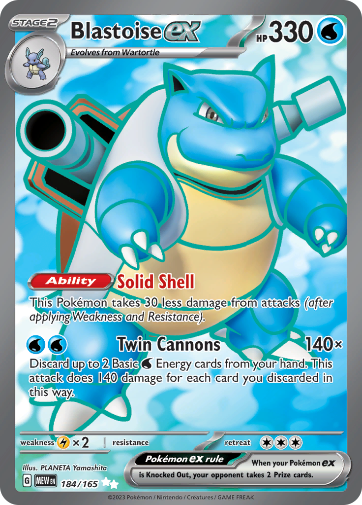 Blastoise ex (184/165) [Scarlet & Violet: 151] | Silver Goblin