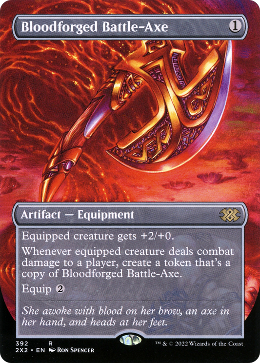 Bloodforged Battle-Axe (Borderless Alternate Art) [Double Masters 2022] Foil