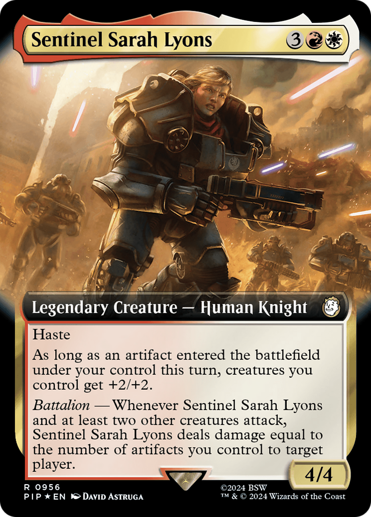 Sentinel Sarah Lyons (Extended Art) (Surge Foil) [Fallout] | Silver Goblin