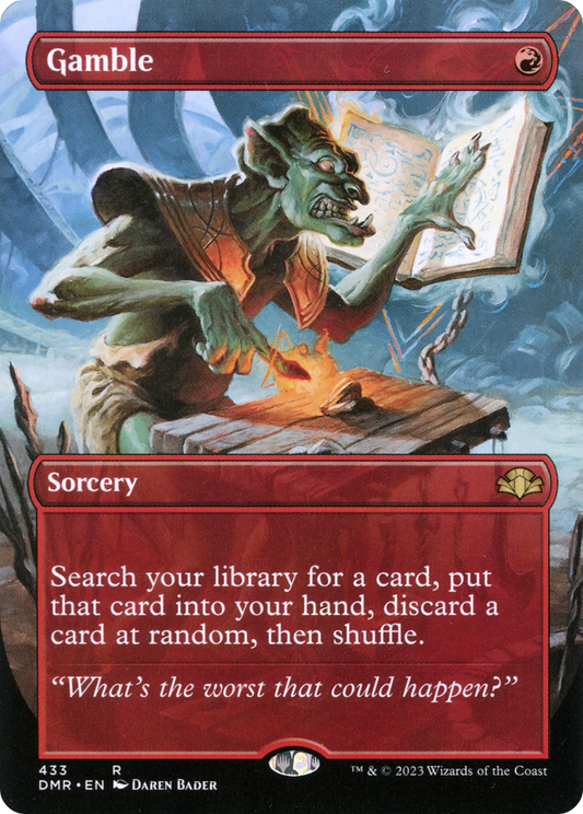 Gamble (Borderless Alternate Art) [Dominaria Remastered] Foil