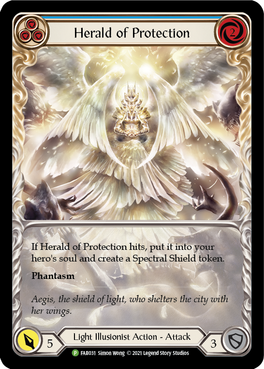 Herald of Protection (Blue Extended Art) [FAB031] (Promo)  Rainbow Foil | Silver Goblin