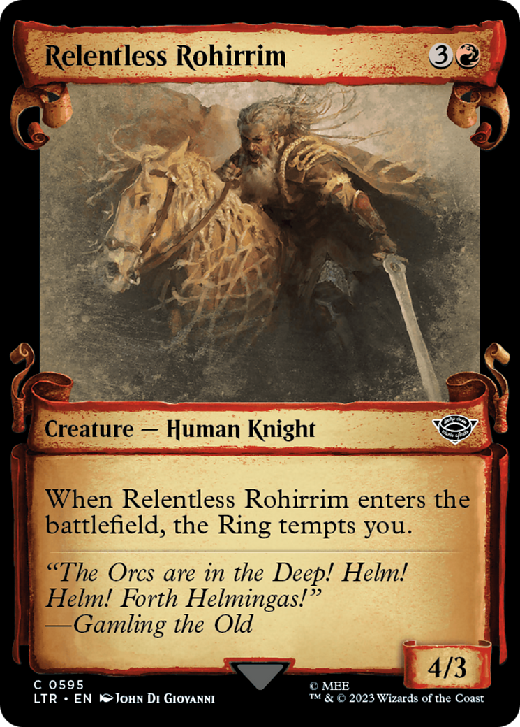 Relentless Rohirrim (Showcase Scrolls) (Showcase) (595) Foil - The Lord of the Rings: Tales of Middle-earth