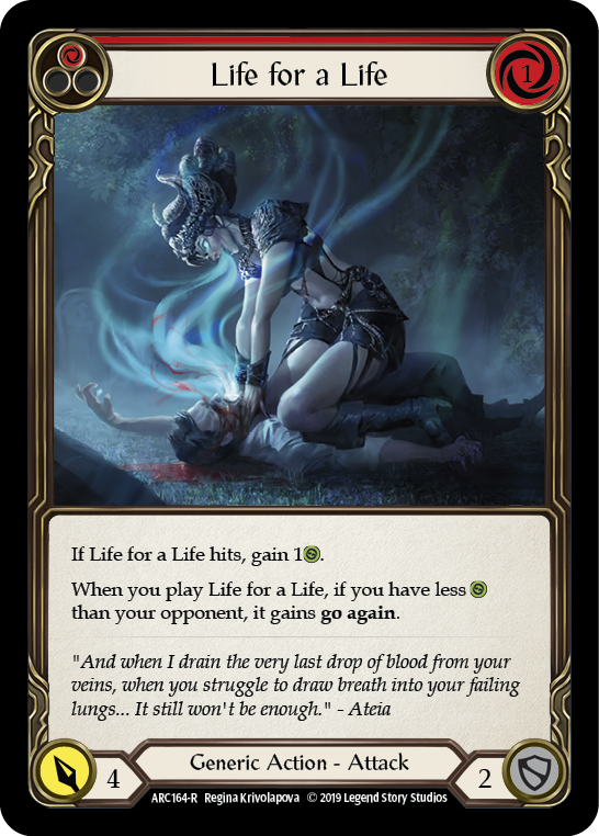 Life for a Life (Red) [ARC164-R] (Arcane Rising)  1st Edition Rainbow Foil | Silver Goblin