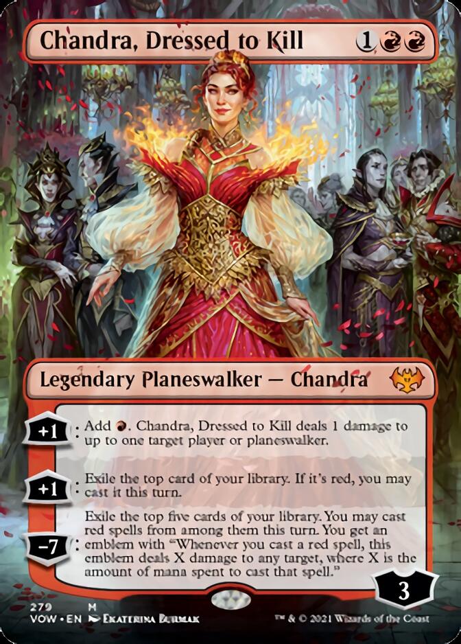 Chandra, Dressed to Kill (Borderless) [Innistrad: Crimson Vow] | Silver Goblin