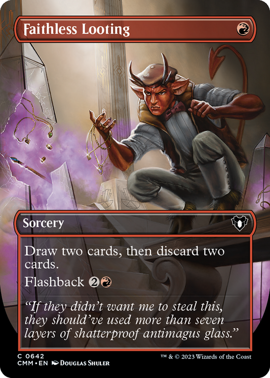 Faithless Looting (Borderless) (642) - Commander Masters