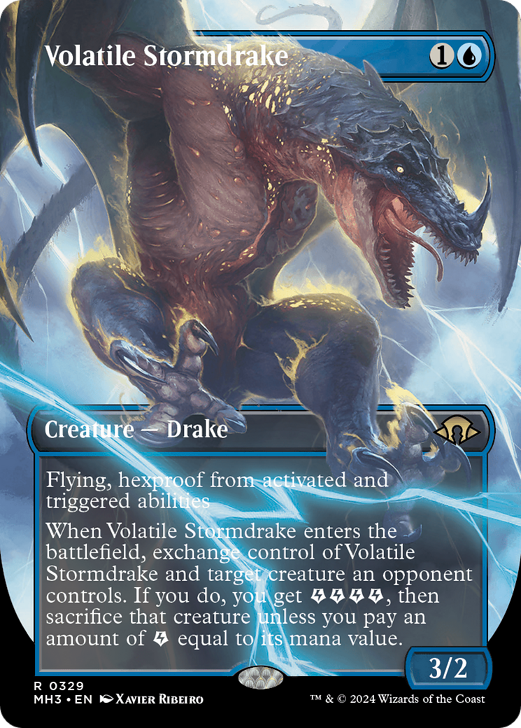 Volatile Stormdrake (Borderless) [Modern Horizons 3] Foil